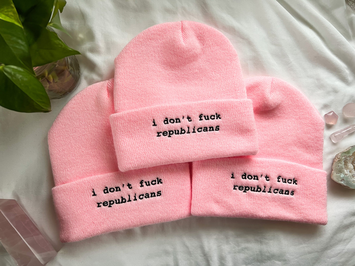 i don't fuck republicans beanie